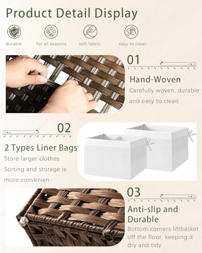 SETVSON Storage Basket with Lid Wicker Baskets - Image 5