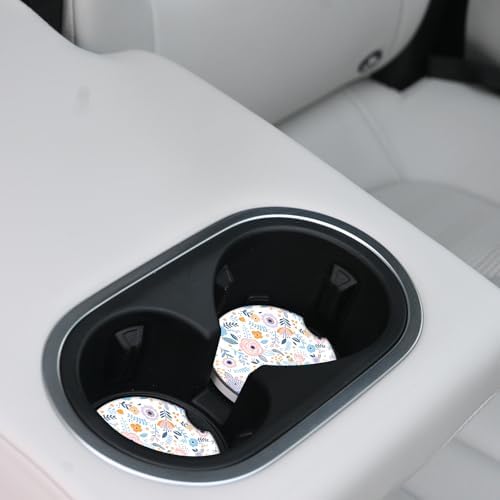 Pink Flowers Car Coasters for Drinks Absorbent, 2 Pack Cup Holders, 2.56" - Image 5