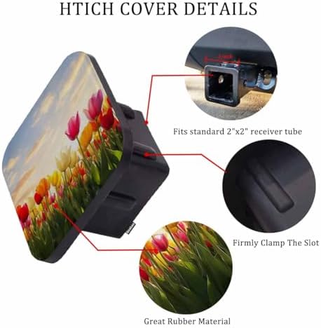 Tulip Hitch Cover Blossom Tulips Floral Field Sunset Rubber Trailer Hitch Cover - Image 3
