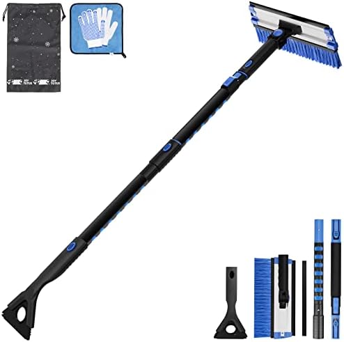 JOYTUTUS 47.7″ Extendable Snow Brush and Ice Scraper, 270° Pivoting Snow by JoyTutus