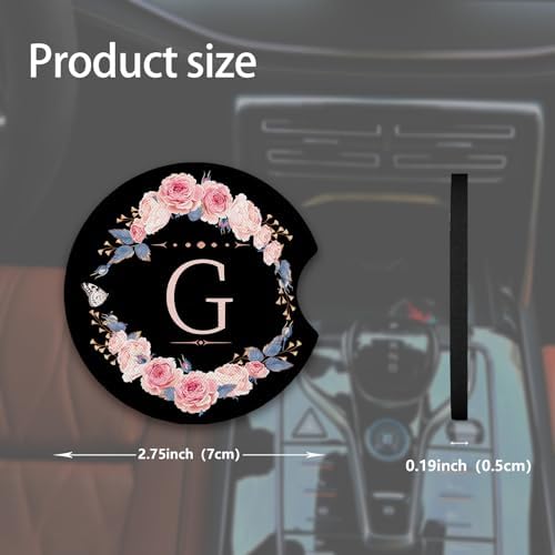 2pcs Letter G Car Coasters, Absorbent Universal neoprener Cup Holder Coasters - Image 3
