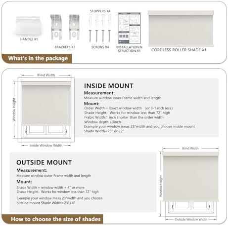 AOSKY Custom Cordless Blackout Roller Shades - Image 6