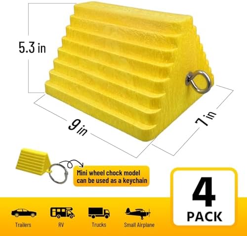ROBLOCK 4 Packs Wheel Chocks Heavy Duty Yellow - Image 2