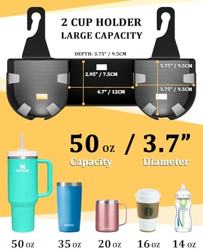 Car Headrest Backseat Cup Holder 3.7", Seat Back Organizer - Image 3