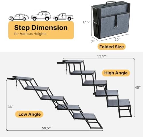 Veehoo Foldable Dog Steps for Car Truck, Large Dogs Stairs Extra Wide 20" - Image 2