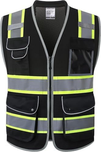 JKSafety Hi Vis Safety Vest for Men Women Cushioned Collar JK101 Black S by JKSafety