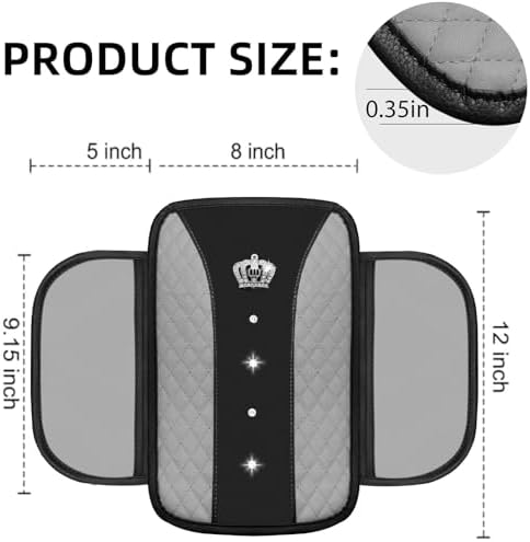 NBTEPEM 6 PCS Bling Grey Car Accessories Set, Leather Grey Steering Wheel - Image 5