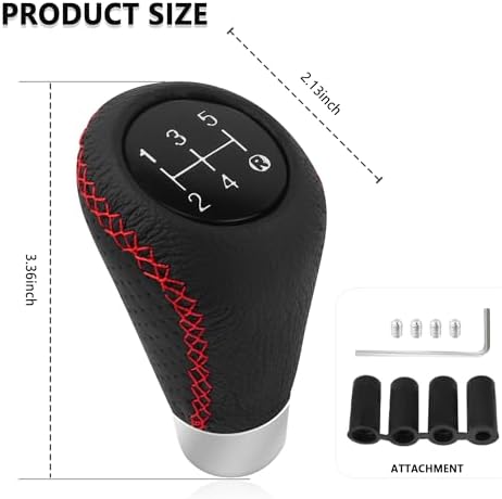 Car Gear Shift Knob with 4 Adaptive Parts, Leather 5 Speed Shift Knobs - Image 2
