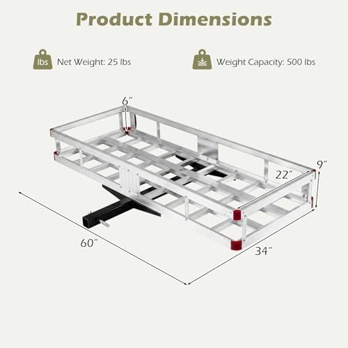 Goplus Hitch Cargo Carrier, Aluminum Hitch Mount Cargo Basket - Image 5