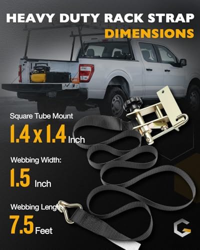 Rack Ratchet Straps, Pipe/Roof Rack Strap, 1.4" Gold Square Tube Mount - Image 3