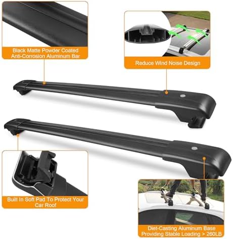 Autekcomma Max Loading 260lb Heavy Duty Lockable Roof Rack Cross Bars - Image 5