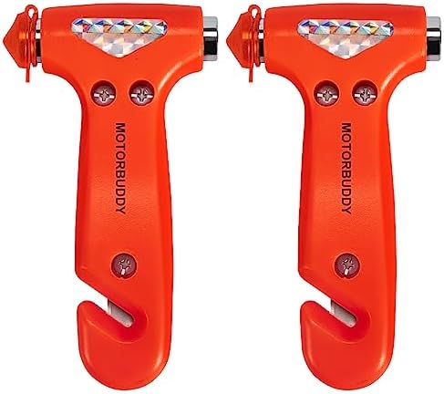 MOTORBUDDY 2-Pack Car Safety Hammer Seatbelt Cutter, Auto Emergency Escape by MOTOUDDY