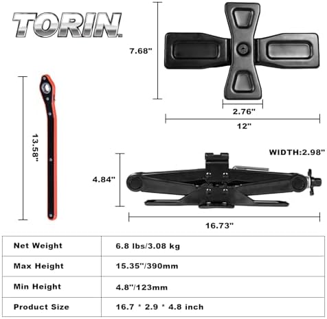 Torin AST10202SB Wide Base Cross Car Scissor Jack: Steel Portable Quick Lift - Image 7