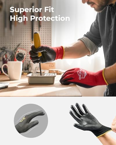 OKIAAS Men's Large Blue 12 Pairs Ultra Thin and Lightweight Working Gloves - Image 3