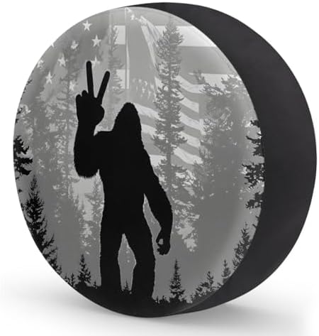 Spare Tire Cover Bigfoot American Flag Wheel Covers Protectors Waterproof - Image 2