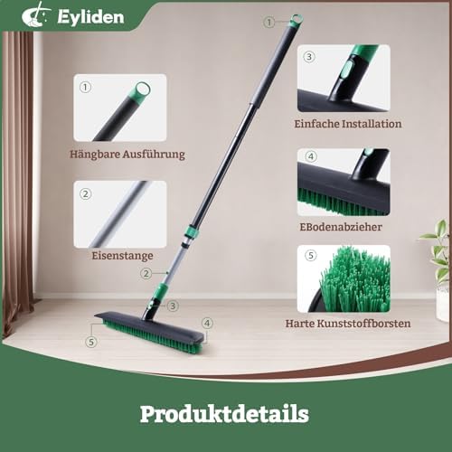 Eyliden Scrub Brush with Squeegee, Floor Deck Tile Bath Cleaning Scrubber - Image 5
