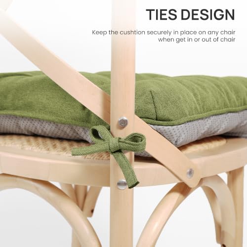 Love's cabin Memory Foam Chair Cushions Set of 4, 15.5 Inch, Olive Green - Image 5