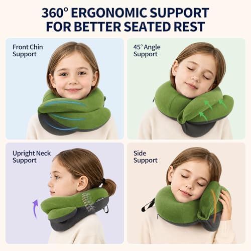 BUYUE Kids Travel Pillows for Airplane, Memory Foam 360° Head Support Sleeping - Image 2