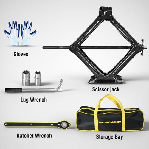 YELLOW JACKET Scissor Car Jack 2 Ton Tire Changing Kit - Image 5