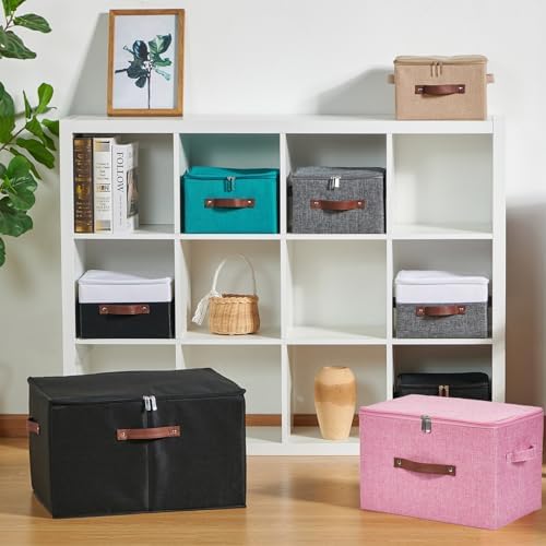 Storage Bins with Zipper Lids Decorative Lidded Baskets Boxes - Image 6