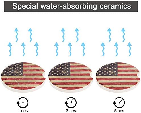 Boao 8 Packs USA Flag Car Cup Coasters Ceramic Car Coasters 2.56 Inch Stone - Image 3