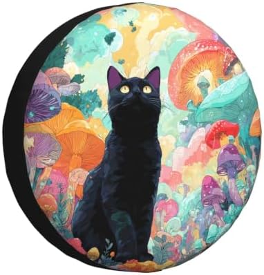 Black Cat Spare Tire Cover Waterproof Wheel Cover 15 Inch Universal Fit by Unknown