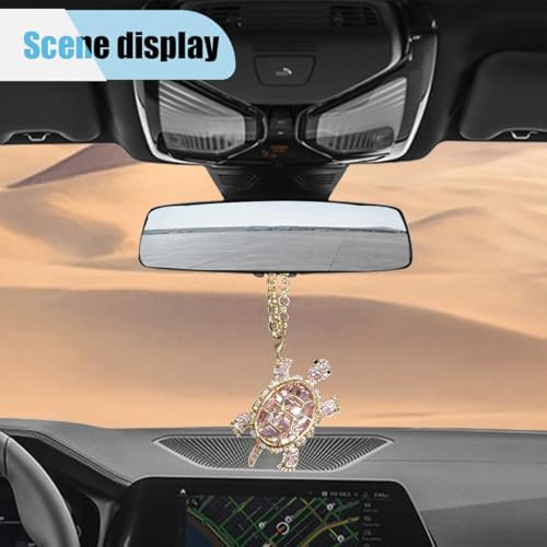 Crystal Diamond Turtle Car Pendant, Bling Funny Turtle Rear View Mirror Charm - Image 4