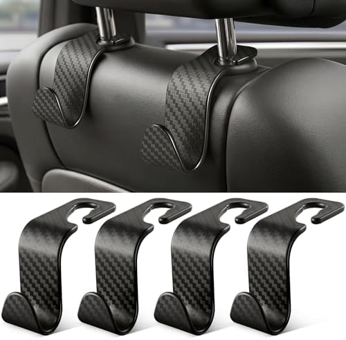 SINGARO Universal 4 Pack Car Seat Headrest Purse Hook, Carbon Fiber Back Seat by SINGARO