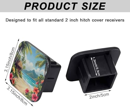 2 Inch Tropical Beach House Trailer Hitch Cover Rubber Receiver Tube Plug Cap - Image 2