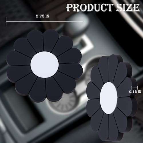 2-Pack Car Cup Holder Coaster Inserts, Daisy Shape, 2.75 Inch Non-Slip Silicone - Image 2