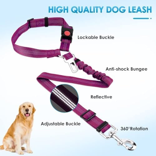SlowTon Dog Seat Belt for Car, 2 Pack Dog Car Harness Seatbelt - Image 5