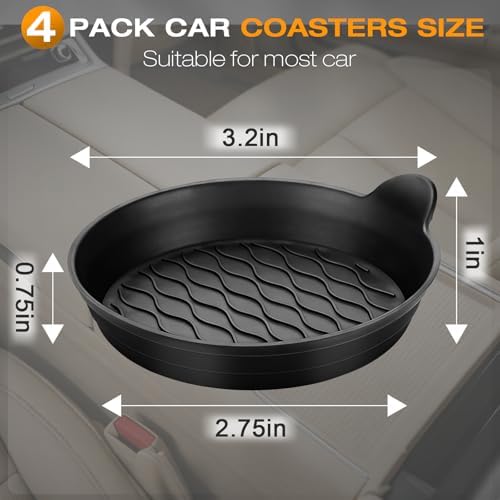 Car Coasters for Cup Holders, Universal Non-Slip Coasters Set of 4 Pack - Image 2