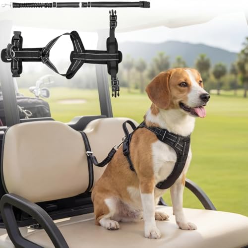 Hsei Dog Seat Belt Harness for Golf Cart, Pet No Pull Dog Seat Leash, by Hsei