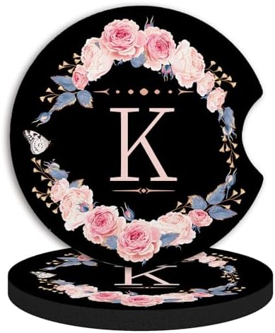 2pcs Letter K Car Coasters, Absorbent Universal neoprener Cup Holder Coasters by Unknown