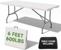 6 Foot Folding Table with Black Table Cloth by OrtusCollective