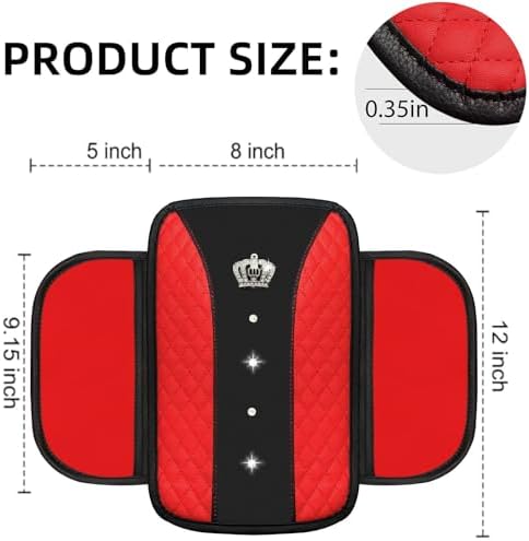 NBTEPEM 6 PCS Bling Red Car Accessories Set, Leather Red Steering Wheel Covers - Image 5