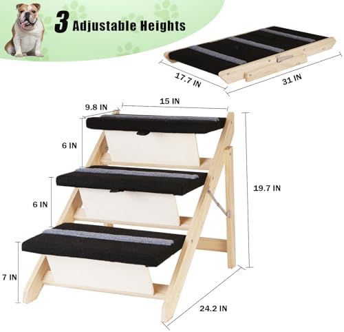 2-in-1 Indoor Pet Ramp, Wooden Folding 3-Tier Pet Stairs - Image 2
