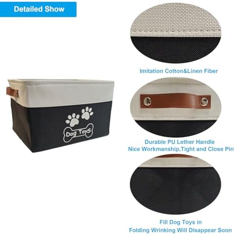 Large Dog Toy Basket Foldable Dog Toy Box Dog Toy Bin - Image 4