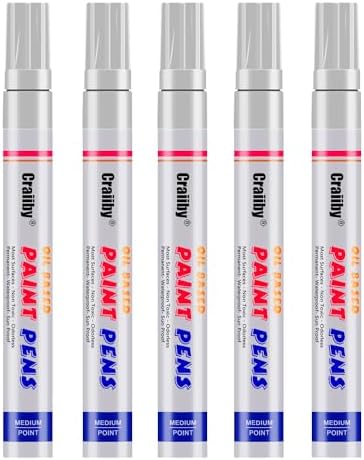 White Paint Markers, 5 Pack Oil-Based Waterproof Quick Dry and Permanent Paint by Craiiby