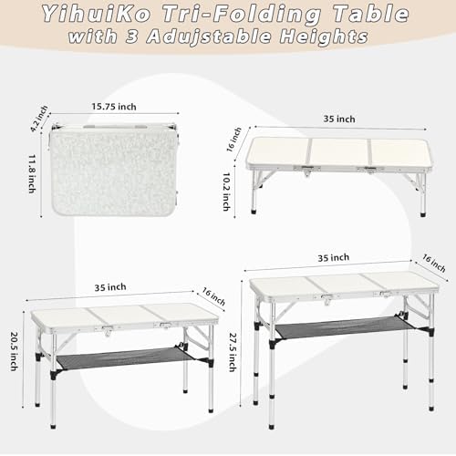YihuiKo Folding Table with Storage Net, Lightweight Portable Picnic Table - Image 3