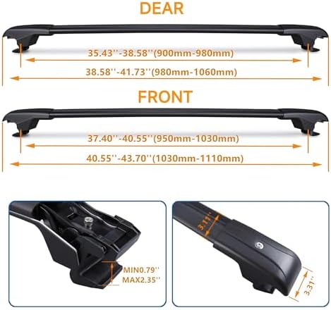 Autekcomma Max Loading 260lb Heavy Duty Lockable Roof Rack Cross Bars - Image 6