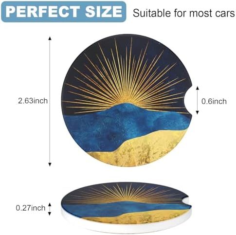 2 Pack Car Cup Holder Coaster, 2.63 inch Anti Slip Insert Absorbent Ceramic Car - Image 2