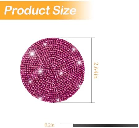 Osilly 2PCS 2.75 Inch Rhinestone Cup Holder Coasters, Rose Red - Image 2
