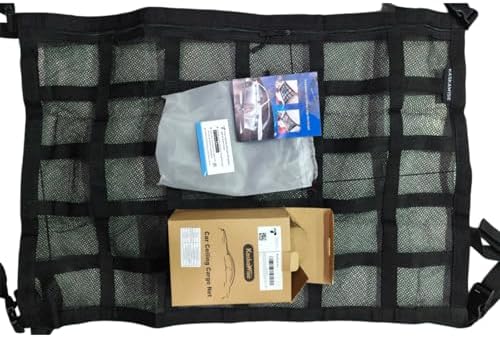 Upgrade Car Ceiling Cargo Net Pocket, 31.5"x21.6" Double-Layer Roof Storage - Image 6