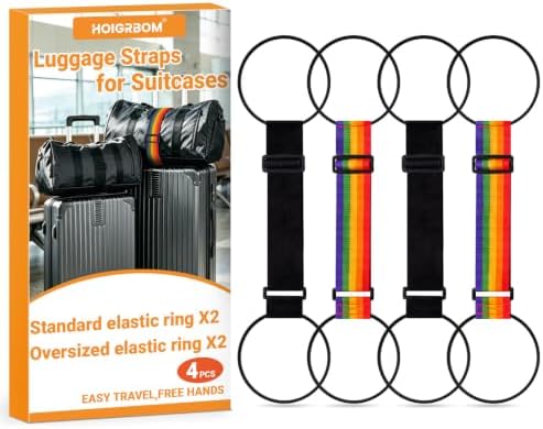 Adjustable Luggage Connector Straps, 4 Pack Luggage Straps by HOIGRBOMUS