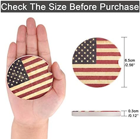 Boao 8 Packs USA Flag Car Cup Coasters Ceramic Car Coasters 2.56 Inch Stone - Image 2