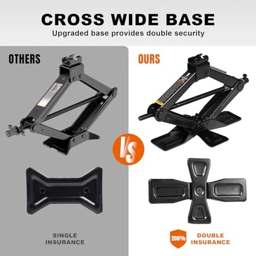 Big RED Wide Base Cross Car Scissor Jack: Steel Portable Quick Lift Tire Jacks - Image 5
