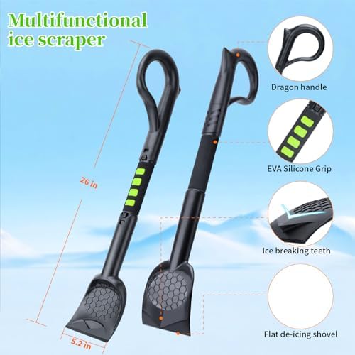 3-in-1 Ice Scraper for Car Windshield, 25.8 inch Emergency Snow Shovel - Image 3