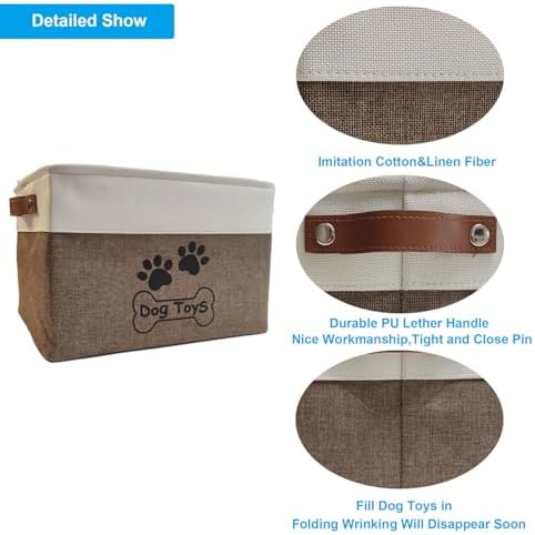 Large Dog Toy Basket Foldable Dog Toy Box Dog Toy Bin - Image 4