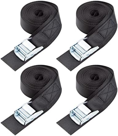 Cartman 1" x 15 ft Cam Buckle Straps, 4 Pack, 600 lb Break Strength by CARTMAN